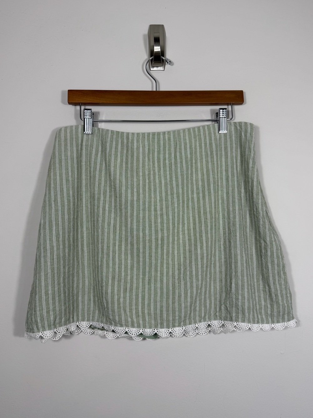 Abercrombie & Fitch Curve Love Scarlett Linen Mini Skort Sage Stripe L